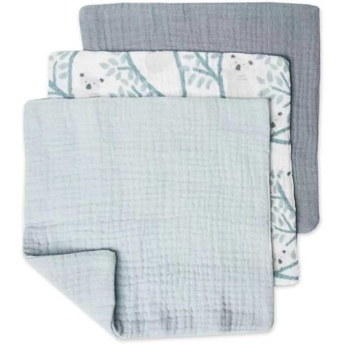 Love to Dream Muslin Baby Washcloth 3 Pack, 100% Organic Cotton, Highly Absorbent & Quick Drying Multi-Layer Infant Face Cloths, Eco-Friendly, White Year of the Horse, 10" x 10