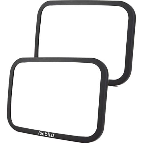 Funbliss Rear Facing Car Seat Mirrors - Shake-proof & Shatterproof Baby Car Mirror for Backseat - Clear Wide View, Easy Install, 2 Pack for Multiple Kids