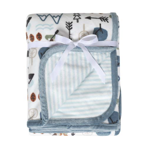 Modern Moments by Gerber Baby & Toddler Boys Reversible Plush Blanket, Teal Outdoor