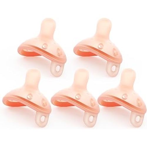 Baby Pacifiers 0-6 Month, Breast Like Shape Soft Silicone Newborn Pacifiers 0-3 Months with Large Air Holes, BPA-Free, 5pcs