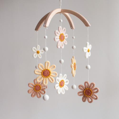 Knitted Sunflower Baby Mobile: Sunshine Floral Nursery Decor, Handmade in UK