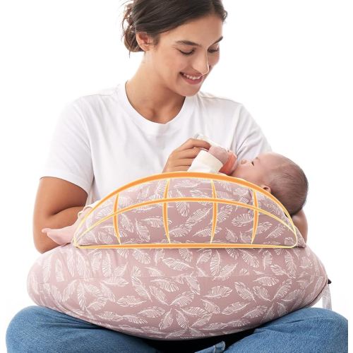 Momcozy Original Nursing Pillow for Breastfeeding-Pioneering Safety Fence- Wider Feeding Pillows for More Support for Mom & Baby- Easier Nursing & Hand Free- Fit for All, Removable Cotton Cover