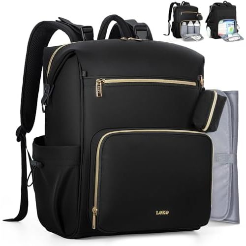 Lekesky Pañaleras para bebe, Diaper Bag Backpack for Baby, Large Capacity Diaper Bag with 16 Pockets, 1.52lb Lightweight Waterproof Diaper Backpack with Changing Pad, Stroller Bag for Mom Dad Travel