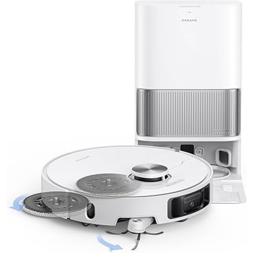 DREAME L40s Ultra Robot Vacuum and Mop, 19,000Pa Suction, Auto-Empty, Mop Self-Cleaning, 100% Detangling DuoBrush, Extending Mops and Side Brush, 1.57in Obstacle Clearing, App & Voice Control (White)