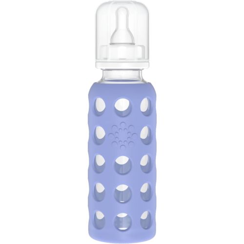 Lifefactory Glass Baby Bottle with Protective Silicone Sleeve and Stage 2 Nipple Blueberry 9 Oz (LF110020C4)