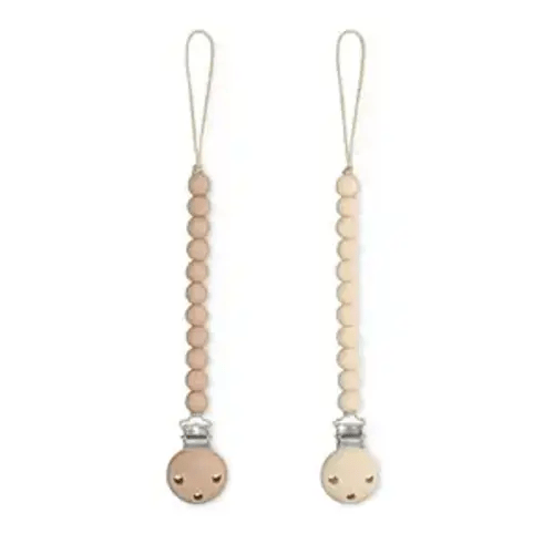 Comfy Cubs Pacifier Clips 2 Pack - 100% Food Grade Silicone Baby Pacifier Clips, BPA & PVC Free - CPSIA Certified, Lightweight and Flexible Baby Gifts - Beige & Light Beige