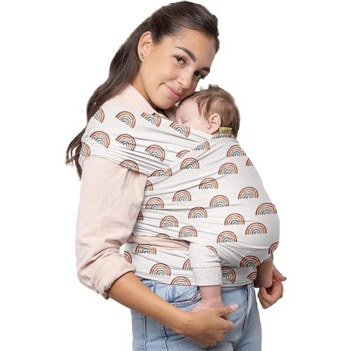 Boba Baby Wrap Carrier – Original Baby Sling Carrier for Newborns (7–35 lbs), Soft, Secure, Hands-Free & Ergonomic, Ideal for Comfortable Bonding, New Parents (Serenity Rainbow)