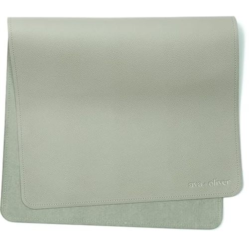 Ava + Oliver Vegan Leather Baby Changing Mat (16 X 30 in) - Multipurpose Wipeable and Portable Diaper Mat - Foldable for Travel (Sage)