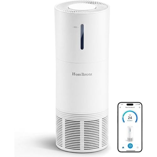 Humidifier and Air Purifier in one for bedroom, H13 True HEPA Filter, Covers Up to 1073 ft², 2-in-1 with Sleep Mode, for Baby, Pet, Home, White