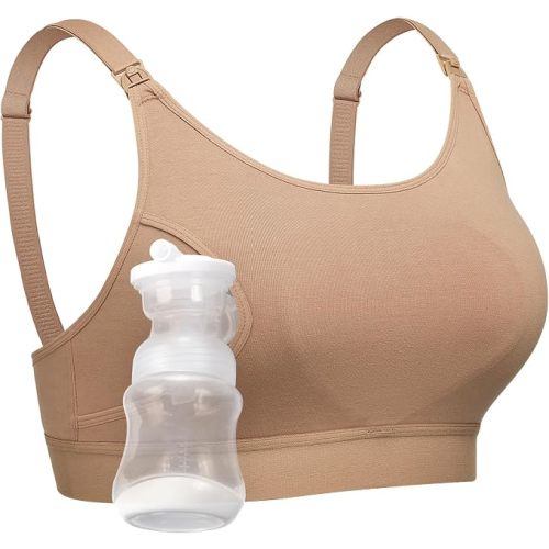 Momcozy Hands Free Pumping & Nursing Bra, Adjustable Cotton Breast Pump Bra