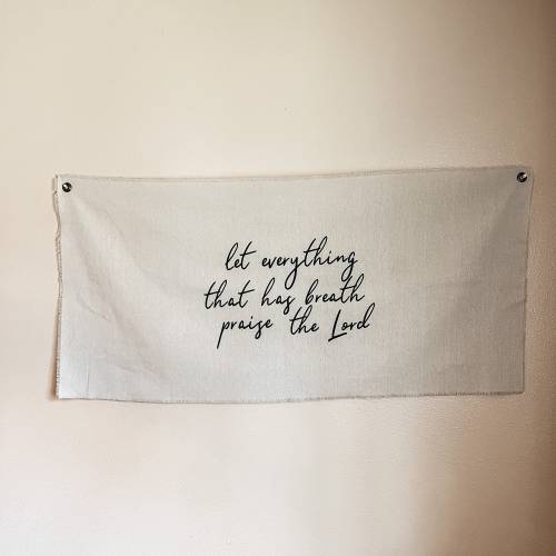 Praise The Lord Canvas Tapestry | Christian Wall Hanging (24x48) | Scripture Decor