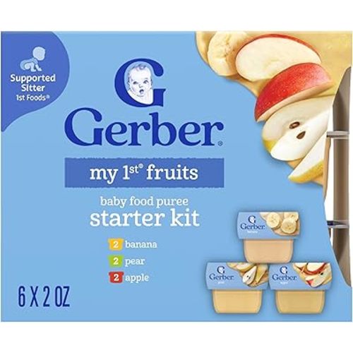 Gerber My 1st Fruits Starter Kit, Banana, Pear & Apple Puree, 2 Ounce Tubs, 2-Pack (Set of 6)