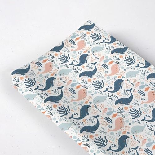 Cartoon Sea Animals Fishes Pattern Baby Changing Pad Cover