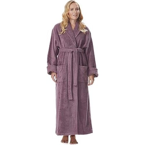 Arus Women's Long Style Full Length Thick Shawl Collar Turkish Bathrobe