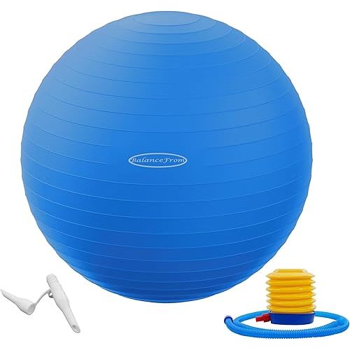 Fitvids Anti-Burst and Slip Resistant Exercise Yoga Fitness Birthing Ball with Quick Pump, 2,000-Pound Capacity, Multiple Colors and Sizes