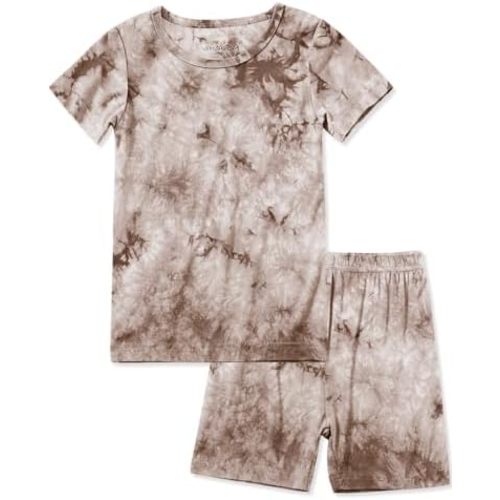 Jimonda Baby/Toddler Soft Sleepwear Short sleeve Kids Cool Pajama Outdoor 2-Piece Shirt&Shorts Casual sets Tie Dye PJ
