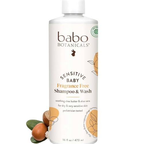 Babo Botanicals Sensitive Baby Fragrance-Free 2-in-1 Shampoo & Wash - Shea Butter, Calendula & Aloe Vera - EWG Verified - Cruelty-Free - Vegan - Pediatrician Tested - For Babies & Kids