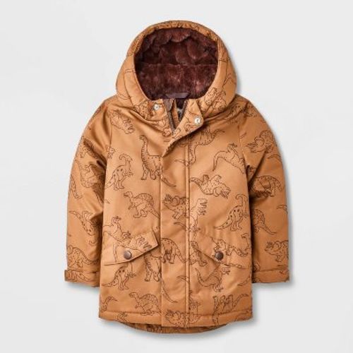 Toddler Boys' Dino Printed Hooded Parka Jacket - Cat & Jack™ Brown