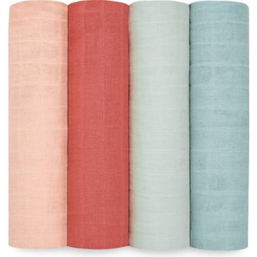 Assorted 4-Pack Organic Cotton Muslin Swaddling Cloths