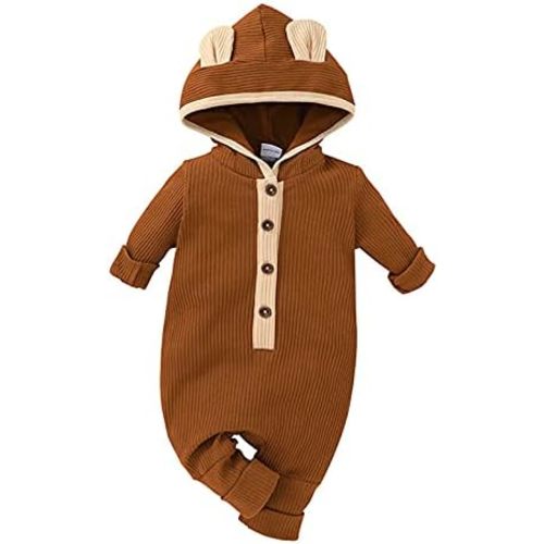 Thorn Tree Newborn Baby Girl Boy Hooded Romper Unisex Baby Knitted Jumpsuit Infant Kids Solid Outfits Baby Girl Boy Jumpsuit