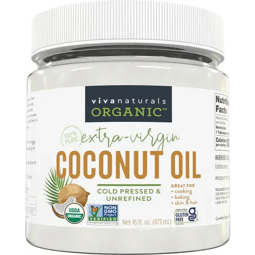 Viva Naturals Organic Coconut Oil - Unrefined, Cold-Pressed Extra Virgin Coconut Oil, USDA Organic and Non-GMO Cooking Oil, Great as Hair Oil and Skin Oil, 16 fl oz
