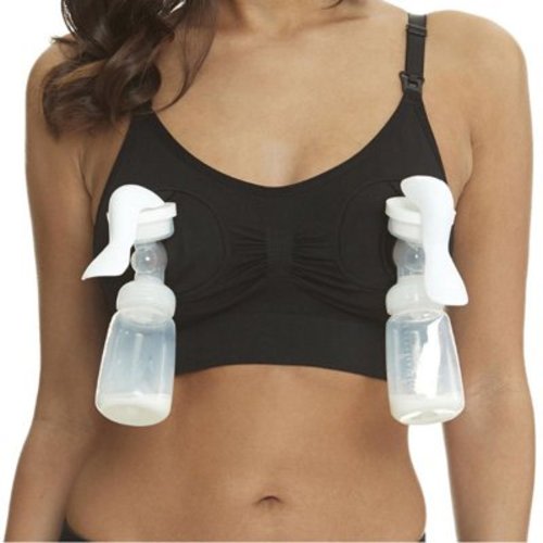 Maternity underwear mummy hand-free breast milk bust nursing bra breast feeding cover no steel ring breast pump bra black