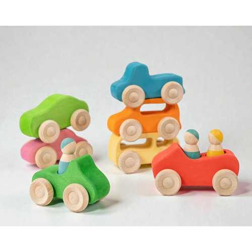 Handcrafted Wooden Car Set with Peg Dolls| Open-Ended Play| Toddler Christmas Toys
