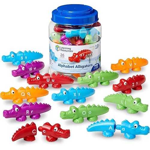 Learning Resources Snap-n-Learn Alphabet Alligators - Toddler Toys, Preschool ABC Activities, Fine Motor Skills, Alphabet Manipulatives, Phonetics and Reading, Sensory Gifts for Boys and Girls