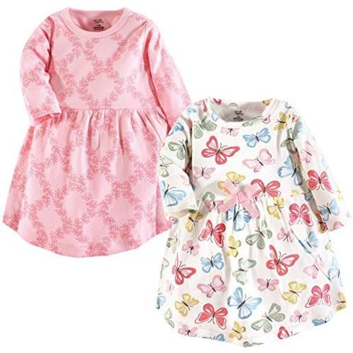 Touched by Nature Girls' One Size Organic Cotton Short Long-Sleeve Dresses