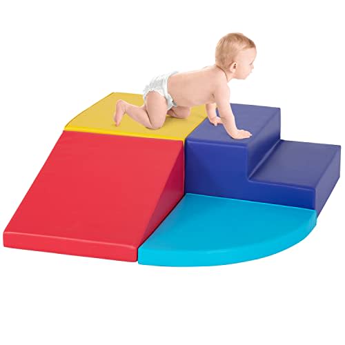 4-Piece Set Climbing Toys for Toddlers 1-3 and Climb Foam Play Set Babies Foam Blocks Toddler Climbing Toys Indoor Baby Climbing Toys Children’s Composite Toy for Crawling Climbing and Sliding