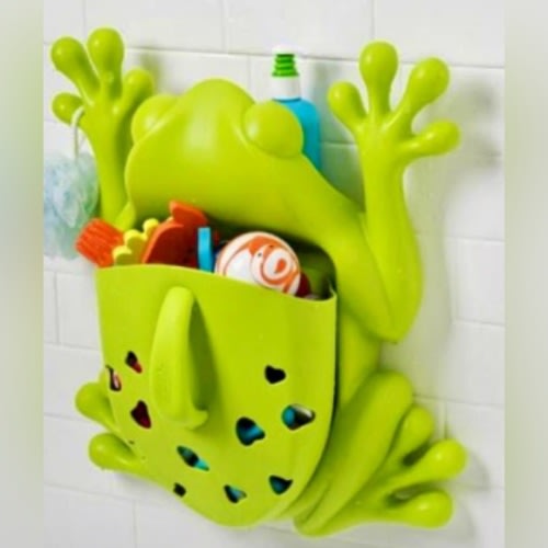 Boon Frog Bath Toy, Store and Organize Bath Toys with Wall-Mounted Base