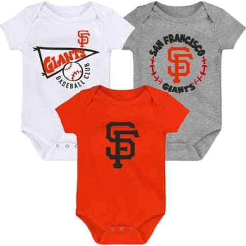 Newborn & Infant Orange/White/Heather Gray San Francisco Giants Biggest Little Fan 3-Pack Bodysuit Set, 0-3 M