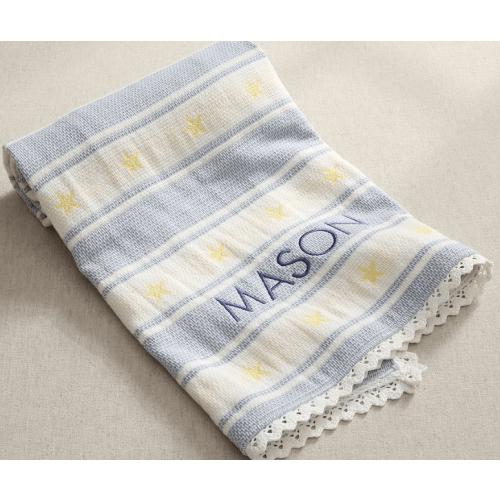 Matelasse Stripe Jacquard Baby Blanket - Star
