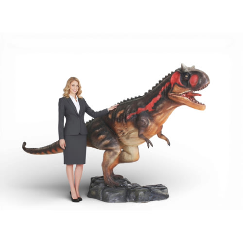 Carnotaurus Dinosaur Life Size Statue Mouth Open 12.5 FT