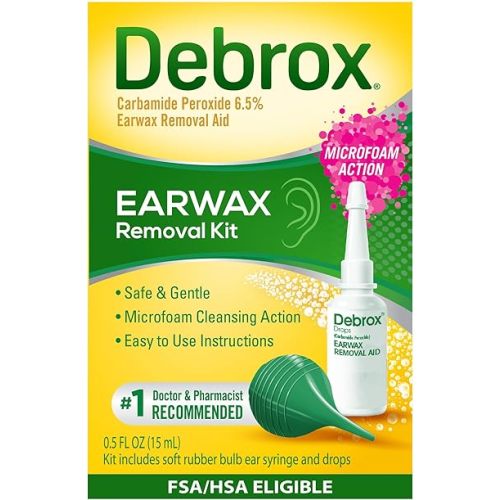 Debrox Ear Wax Removal Kit, Bulb Syringe & 0.5 Fl Oz Ear Wax Removal Drops with Carbamide Peroxide