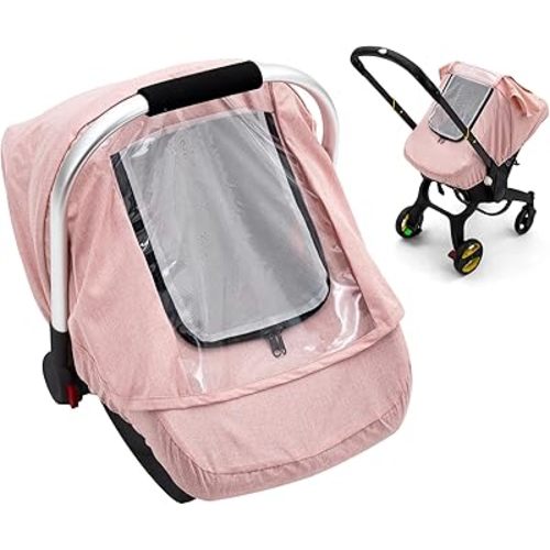 Baby Car Seat Cover, Waterproof Carseat Cover with EVA Transparent Window, Universal Car Seat Rain Cover with Storage Bag, Breathable Baby Carrier Cover for Cold Weather