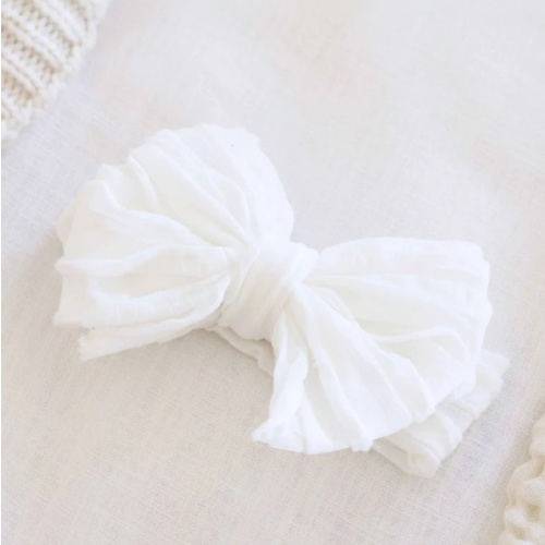 Large Ruffle Knit Bow | Snow