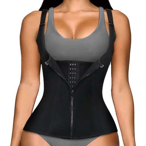 Vaslanda Sweat Waist Trainer for Women Neoprene Sauna Tank Top Zipper Vest Workout Sport Double Compression Girdle