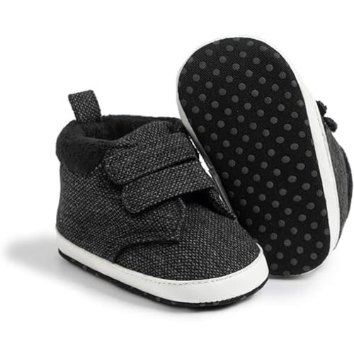 Meckior Toddler Baby Boys Girls High Tops Ankle Sneakers Soft Anti-Slip Sole PU Leather Moccasins Infant Newborn Prewalker First Walking Crib Shoes