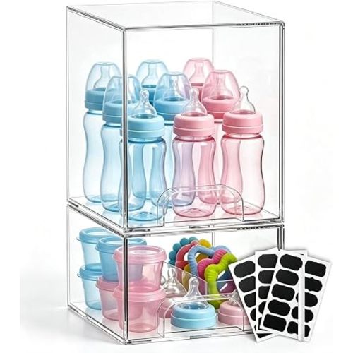 Baby Bottle Organizer Stackable, 2 Pack, 7.7'' & 4.2'' Tall