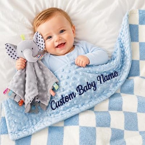Personalized Baby Blanket and Baby Lovey with Any Name Baby Boy Essentials