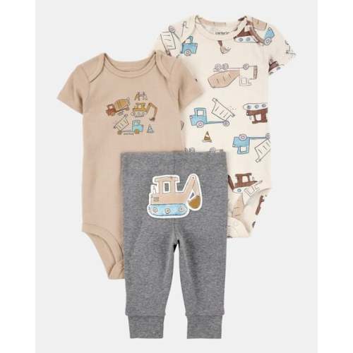 Baby Boy 3-Piece Construction Little Character Set® - White/Tan/Grey | Carter's