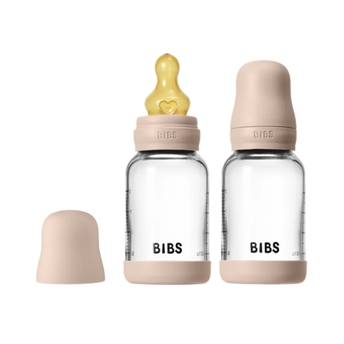 BIBS Glass Baby Bottle 4oz Latex 2-Pack Blush | Slow Flow – Bibsworld store US