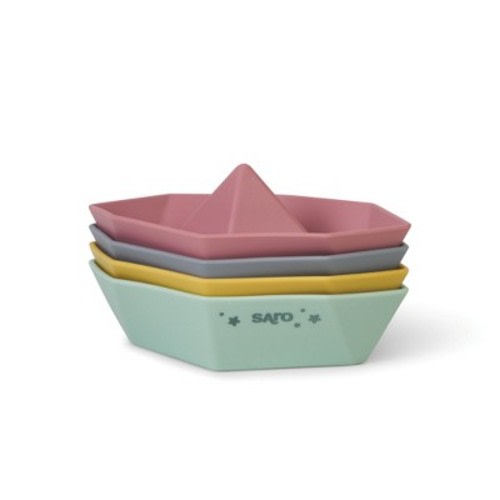 SARO "Origami" Bath Toys - Mold-Proof, Silicone Boats, Teethers & Sensory Toys for Babies