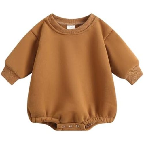 Bafeicao Baby Boy Girl Fleece Sweatshirt Bubble Romper Oversized Sweater Romper Solid Thick Winter Clothes