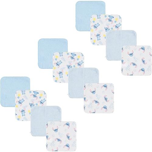 Disney Baby Washcloths 12 Pack – Ultra Soft Baby Wash Cloths, Lilo & Stitch (Stitch & Angel), Winnie the Pooh & Mickey Mouse, Absorbent Newborn Bath Essentials