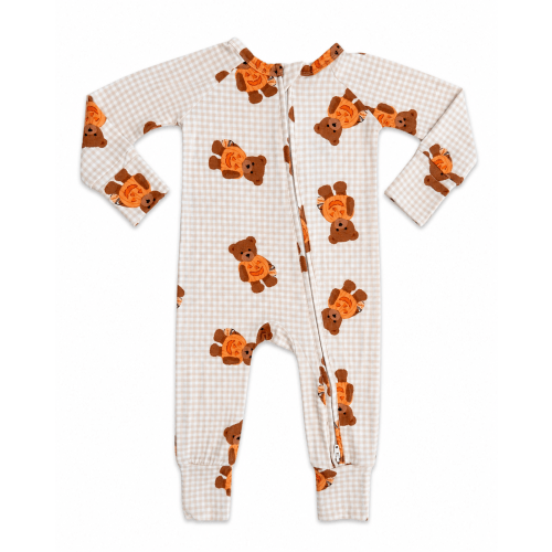Gingham Little Boo Bear Zipper Romper
