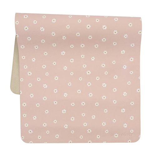 Ava + Oliver Vegan Leather Baby Changing Mat (16 X 30 in) - Multipurpose Wipeable and Portable Diaper Changing Pad - Foldable for Travel (Pink Daisies)