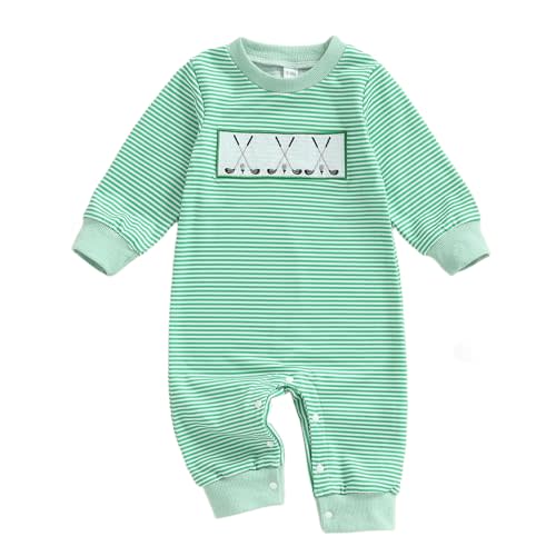 mlpeerw Baby Boy Girl Fall Winter Clothes Newborn Golf Embroidery Romper Long Sleeve Jumpsuit Cute Infant One-piece Outfit