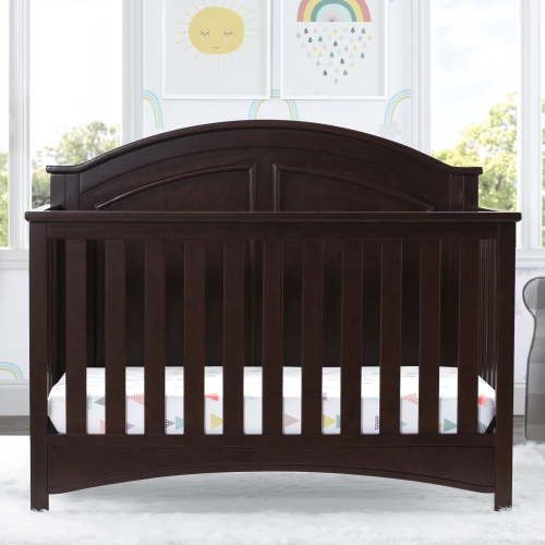 Delta Children Perry 6-in-1 Convertible Crib, Greenguard Gold Certified, Converts to Toddler Bed, Daybed, Sofa Bed & Full-Size Bed with/without Headboard, Fits Standard Crib Mattress, Walnut Espresso